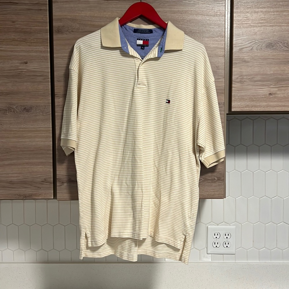 TOMMY HILFIGER Cotton Polo Shirt Short Sleeve Tan Size XL